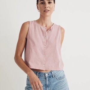 Madewell Button Front Crewneck Crop Tank